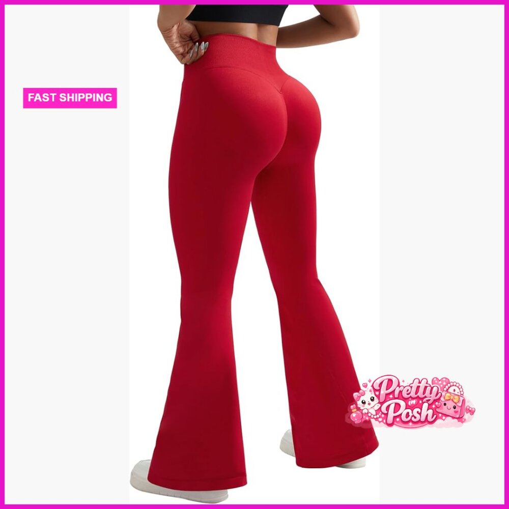 Fleece Lined Flare Leggings High Waisted Yoga Pants Butt Lifting